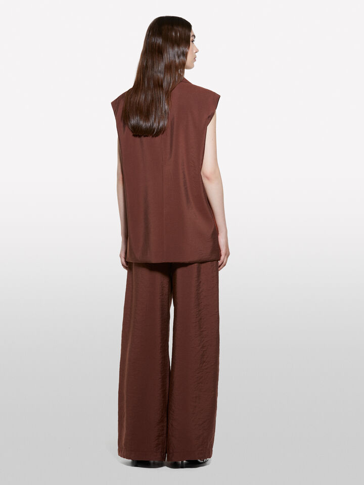 Gilet marrone scuro effetto stropicciato - gilet e smanicati da donna - Marrone Scuro | Sisley image number 3
